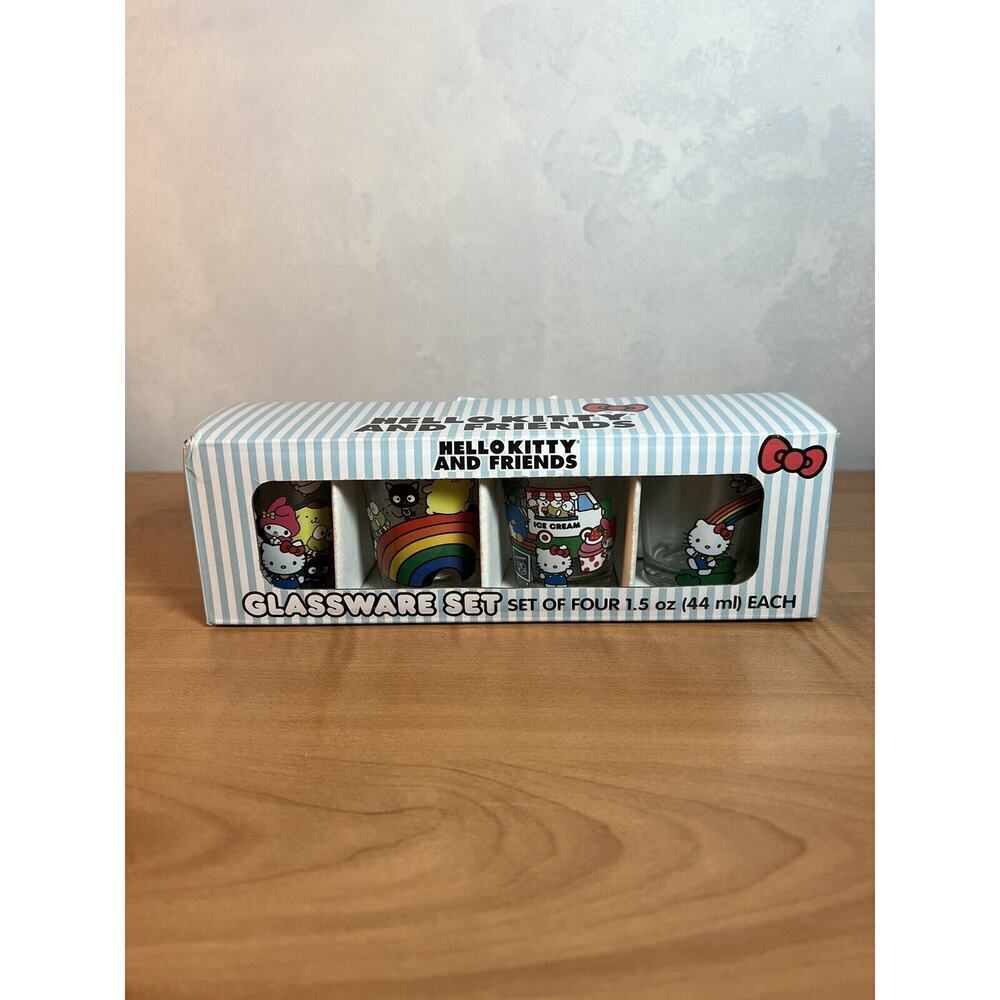 Hello Kitty & Friends Glassware SET OF 4 1.5 Oz Glasses Multicolor